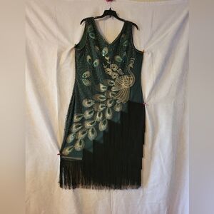 BABEYOND Green Flapper-ish Peacock Size 18 Dress
